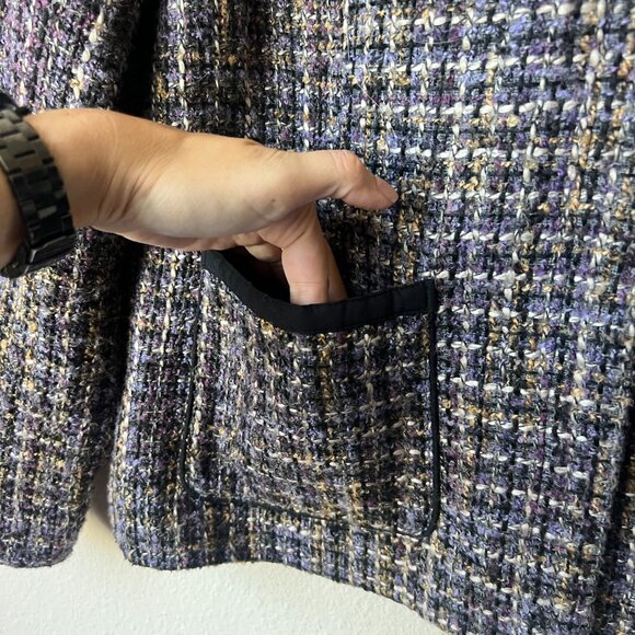 Coldwater Creek Multicolor Collarless Tweed Jacket Size 14 - Picture 4 of 7